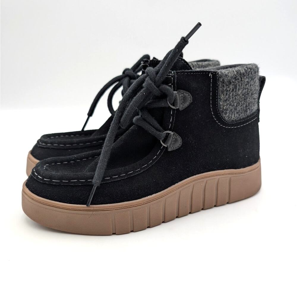 Clarks Mykah Izzy Combat Ankle Boots Lace-Up Women's Black Size US8.5W EU39.5
